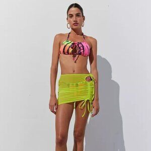 NWT UO Out From Under Palm Dream Green Mesh Mini Skirt Cover-Up